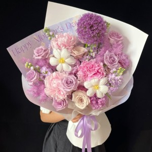 油画感雾紫花束